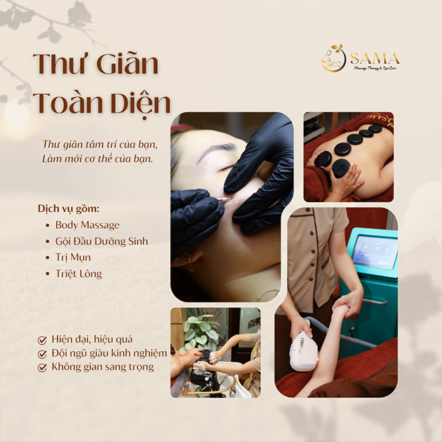 Sama Spa - Massage Body + Ngâm Chân/ Gội Đầu Dưỡng Sinh/ Trị Mụn