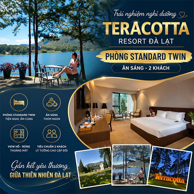 Terracotta Resort Đà Lạt 4* - P. Superior 3N2Đ - Early Summer
