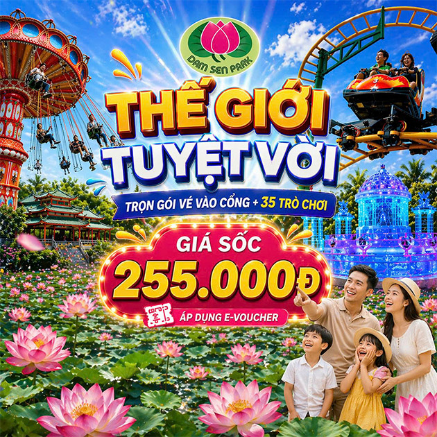 Đầm Sen - Vé Trọn Gói Vào Cổng + 35 Trò Chơi Hấp Dẫn