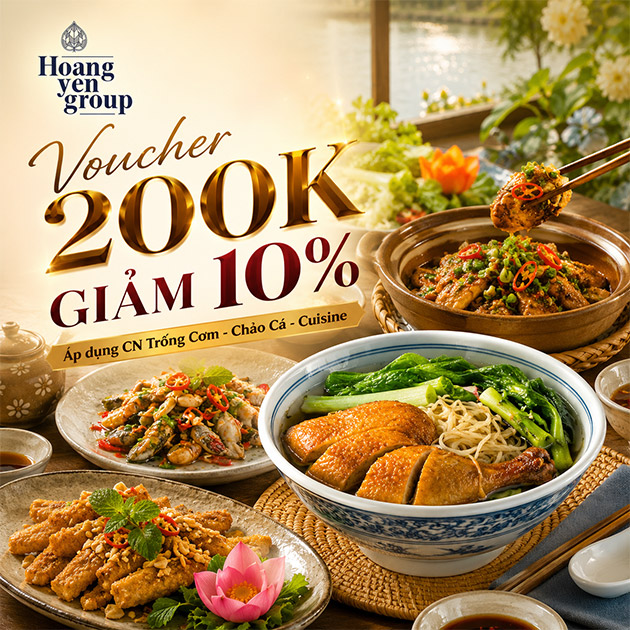 Hoàng Yến VN Cuisine, Trống Cơm, Chảo Cá - Voucher 200K Giảm 10%