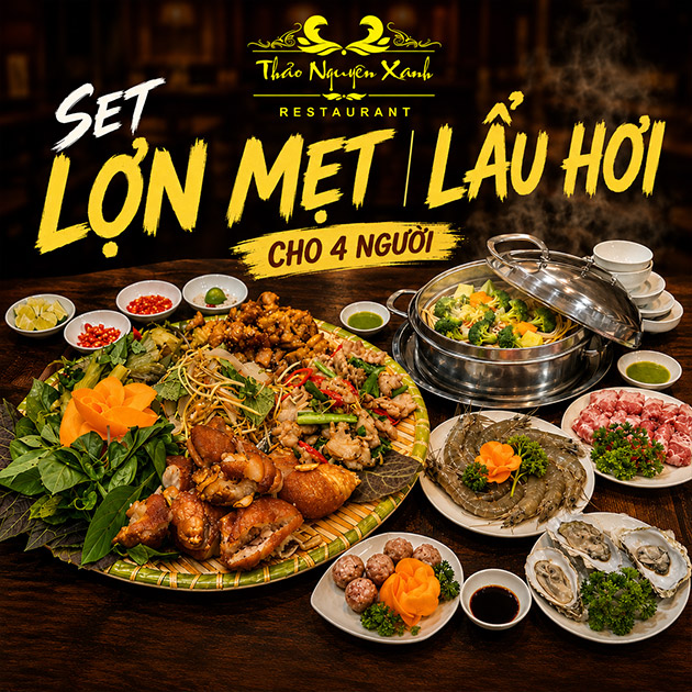 Thảo Nguyên Xanh - Set Lợn Mẹt/ Lẩu Hơi Cho 4 Người