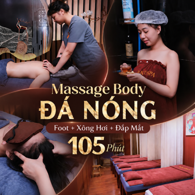 Ruka Spa - Massage Body Đá Nóng + Foot + Xông Hơi + Đắp Mắt 105’