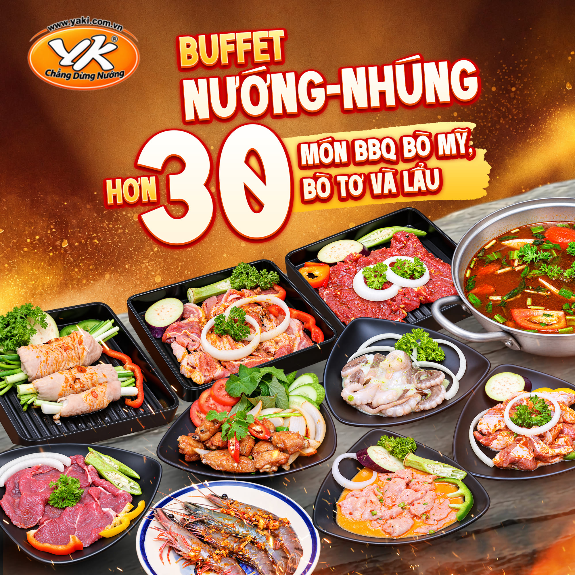 Nhà Hàng Yaki - Buffet Nướng Nhúng Hơn 30 Món Bò Mỹ, Lẩu.