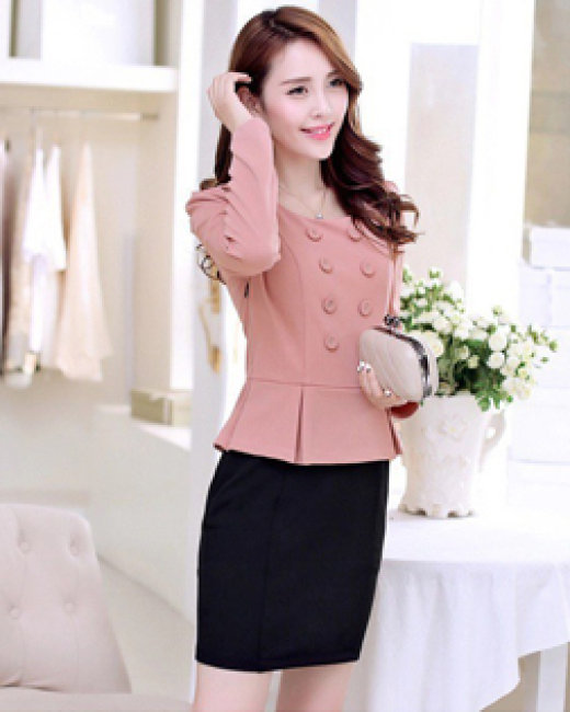 Đầm công sở Peplum cao cấp - Đen Hồng phấn Hà Nội