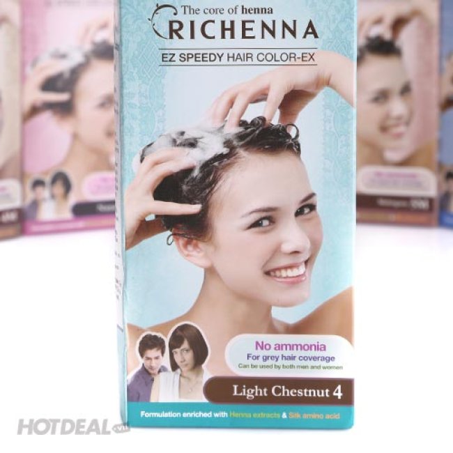 Sử dụng thuốc nhuộm tóc phủ bạc dạng gội Richenna Hàn Quốc EZ Speedy để tiết kiệm thời gian và đạt được kết quả nhanh chóng. Với công thức tiên tiến, sản phẩm giúp loại bỏ sợi tóc bạc chỉ trong khoảng thời gian ngắn nhất. Hãy xem ảnh để thấy sự thay đổi rõ rệt của mái tóc bạn!
