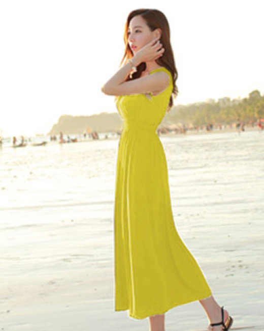 DM909 - Đầm Maxi Hai Dây Vàng Đầm Maxi Sơ Mi Form Xòe Đầm Maxi Đi Biển Đầm  Hai Dây Đi Biển - Đầm, váy nữ | ThờiTrangNữ.vn