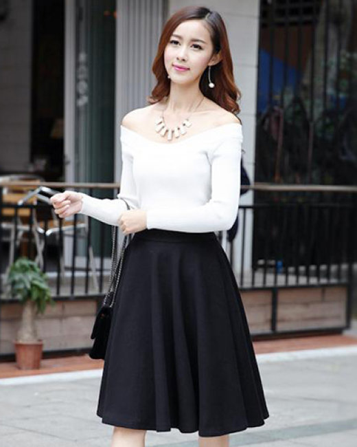 Chân váy thô ba tầng🌿dáng đầm xếp ly nữ🍀 Dài qua gối, dáng xoè, gồm 2 màu  đen trắng🍀Vintage phong cách Hàn Quốc - Đầm, váy nữ | ThờiTrangNữ.vn