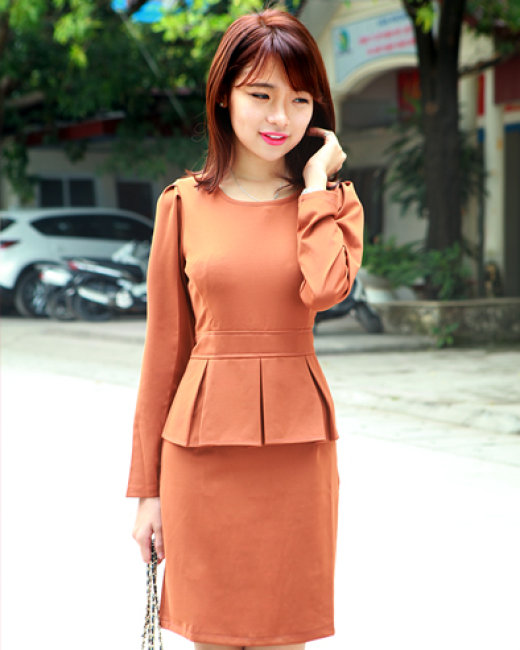 ĐẦM PEPLUM XẾP LY - CÁT CHÁY Hà Nội