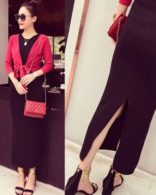 Chân váy lưng cao màu trơn thiết kế xẻ tà thời trang cho nữ | Shopee Việt  Nam