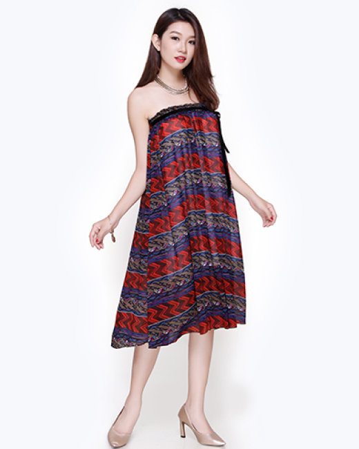 Váy maxi BCBGMaxazria mầu đỏ đậm đính hoa trước ngực - VnnShop