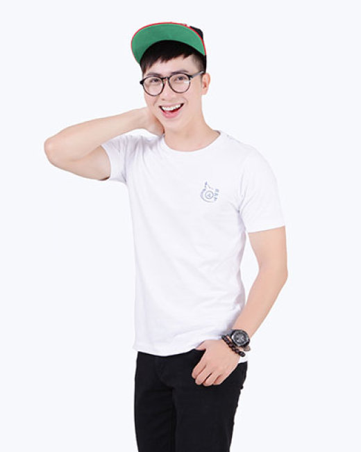 Áo thun nam đen trơn cổ tròn tay ngắn vải cotton 100 cao cấp mã AO.27